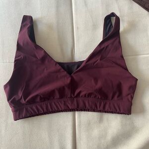 Outdoor Voices Maroon V-Neck Sports Bra